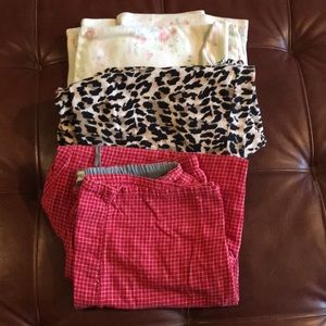 Three pairs of pajama pants for $10! Women’s XL.